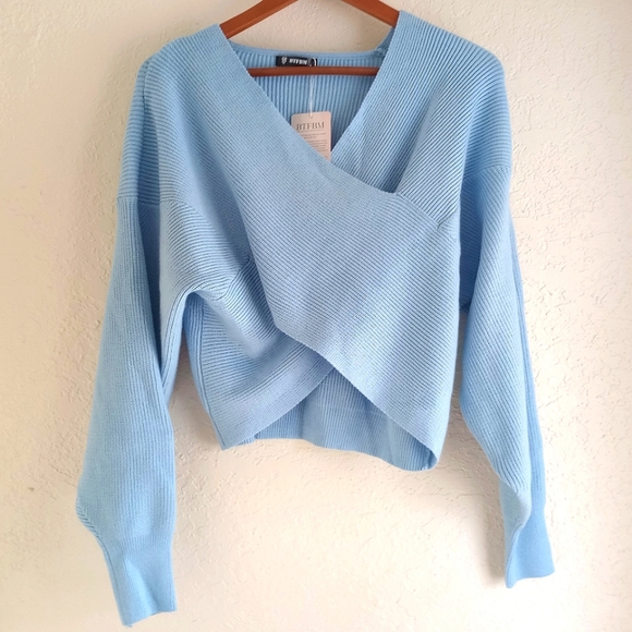 BTFBM Sweaters - Btfbm Blue Front Cross Cross Sweater